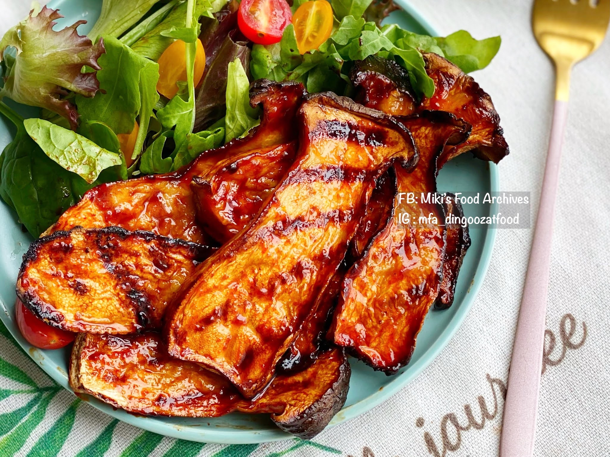 Miki's Food Archives Grilled King Oyster Mushroom With Spicy & Sweet