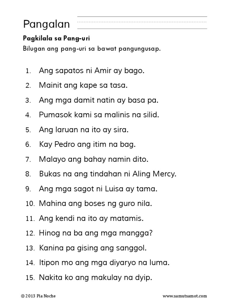 kaantasan ng pang uri 6 worksheets - pang abay worksheets philippin