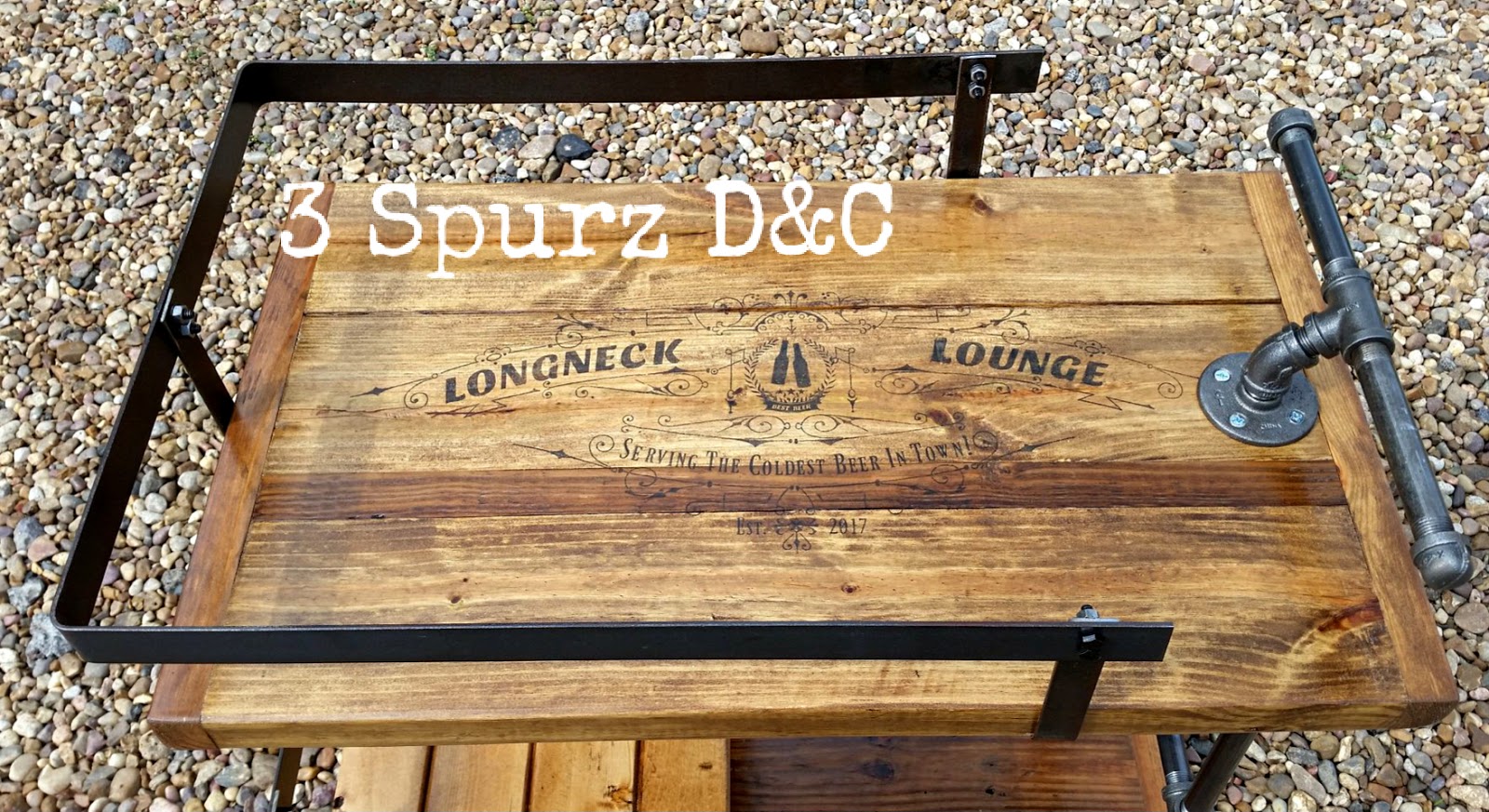3 Spurz DandC Repurposed /Refurbished Creations!! Longneck Lounge bar cart