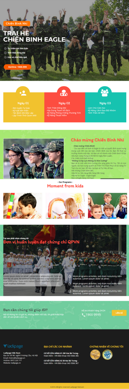 Ladipage Trường Học Trại Hè Quân Đội Chuẩn SEO-Load Nhanh