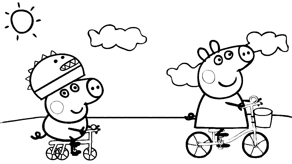 Desenhar E Colorir Peppa Pig, George Pig E Mommy Pig Na Chuva 🐷☔🌈 Desenhos  Para Crianças 