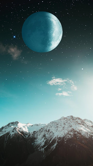 Moon wallpaper over the mountain