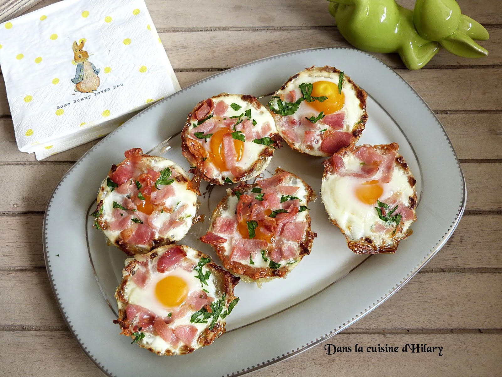 Dans la cuisine d'Hilary Oeuf cocotte au bacon en nid de pomme de