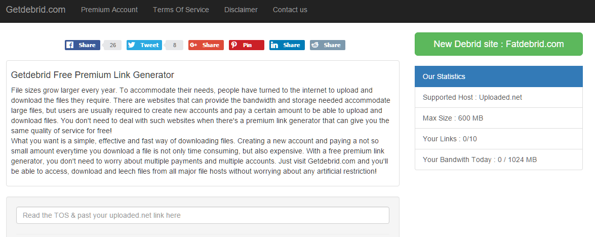 Getdebrid ~ PremLinks - A Premium Link Generator Collection