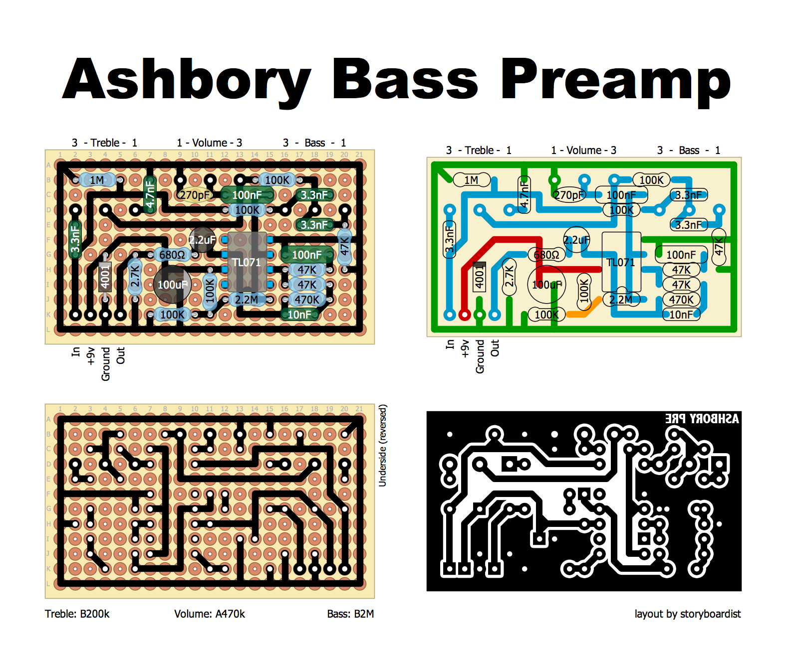 Perf and PCB Effects Layouts Ashbory Bass Preamp