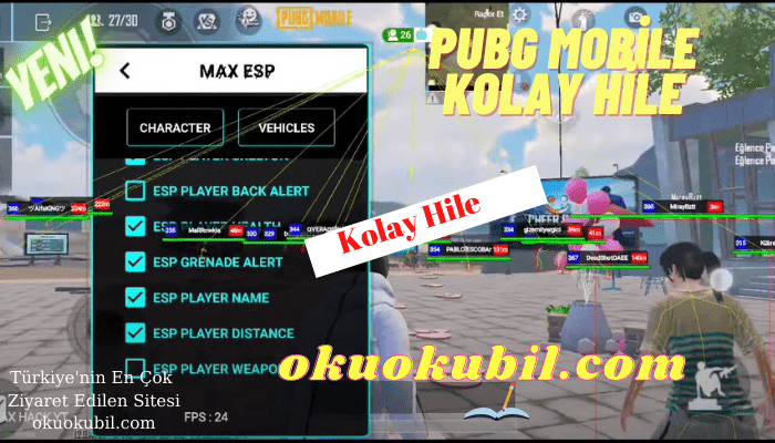 Pubg Mobile Max ESP kolay hile nasıl Yapılır GL + KR iskelet hileli
