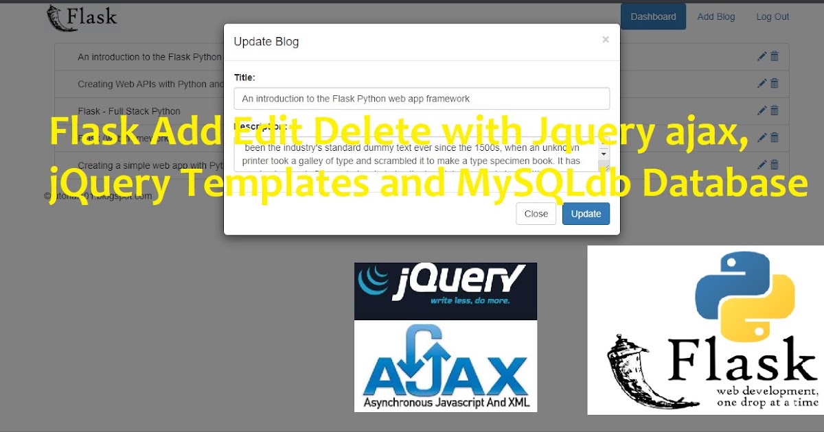 Flask Add Edit Delete with Jquery ajax, jQuery Templates and MySQLdb