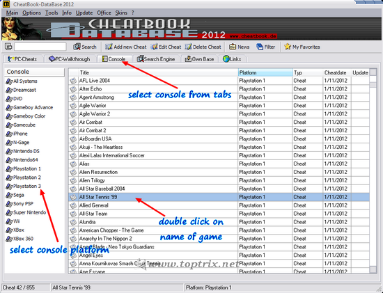 Game Cheat Code Database