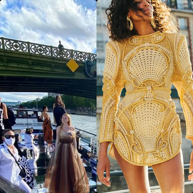 Cindy Bruna for Balmain Couture Fall 2020 or Balmain sur Seine by RUNWAY MAGAZINE