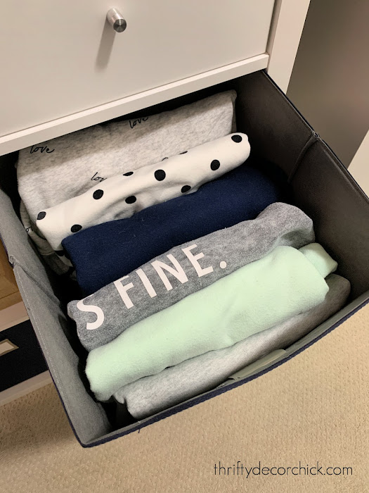 storing bulky sweatshirts in bins