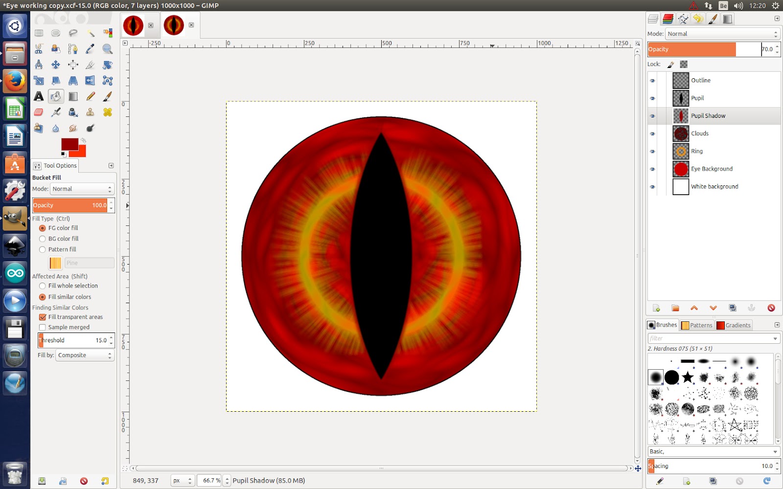 Creating eyes in Gimp Eyeballs Studio