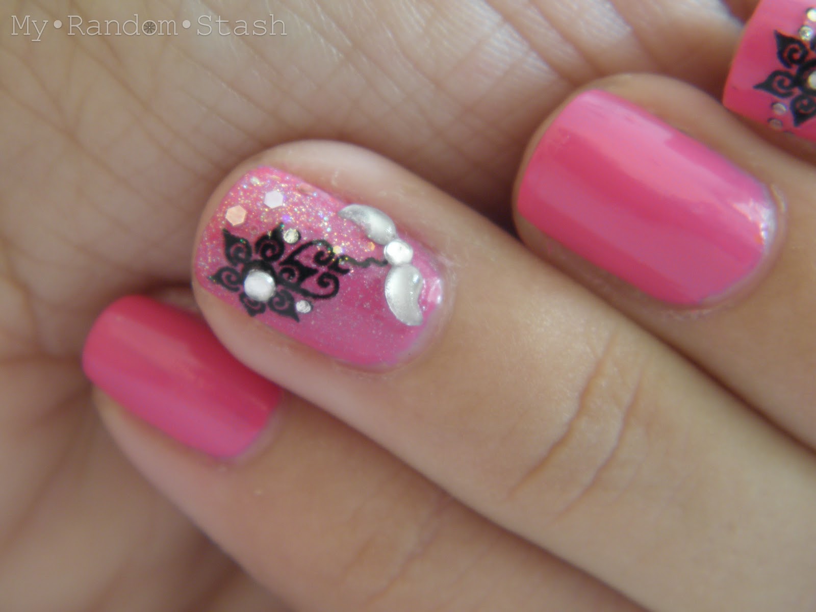 My Random Stash: Pink & flowery nails