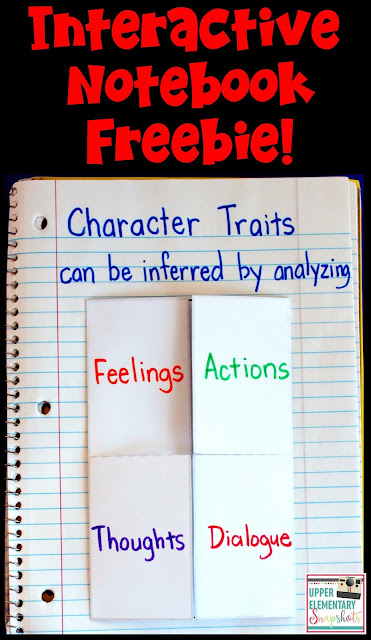Teach character traits with this FREE character traits activity! It includes three components: a character traits anchor chart, lesson, and interactive notebook printable!