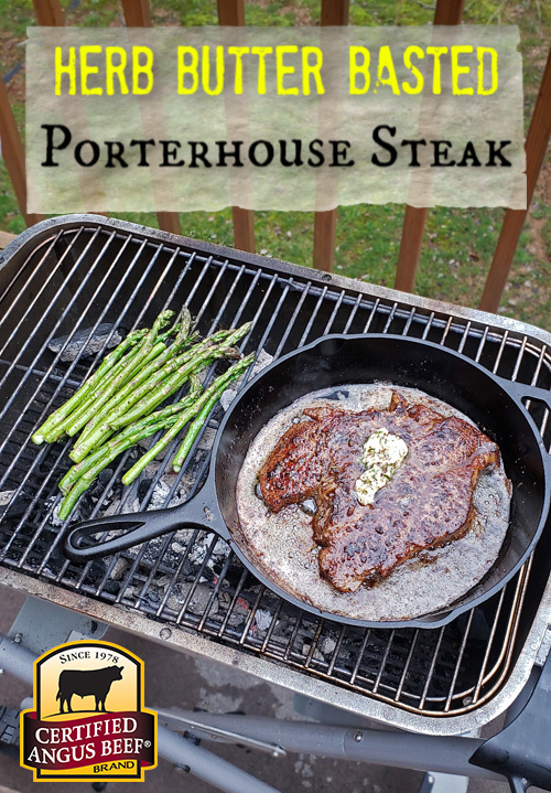 Skillet Porterhouse Steak Basted with Compound Butter and Tallow