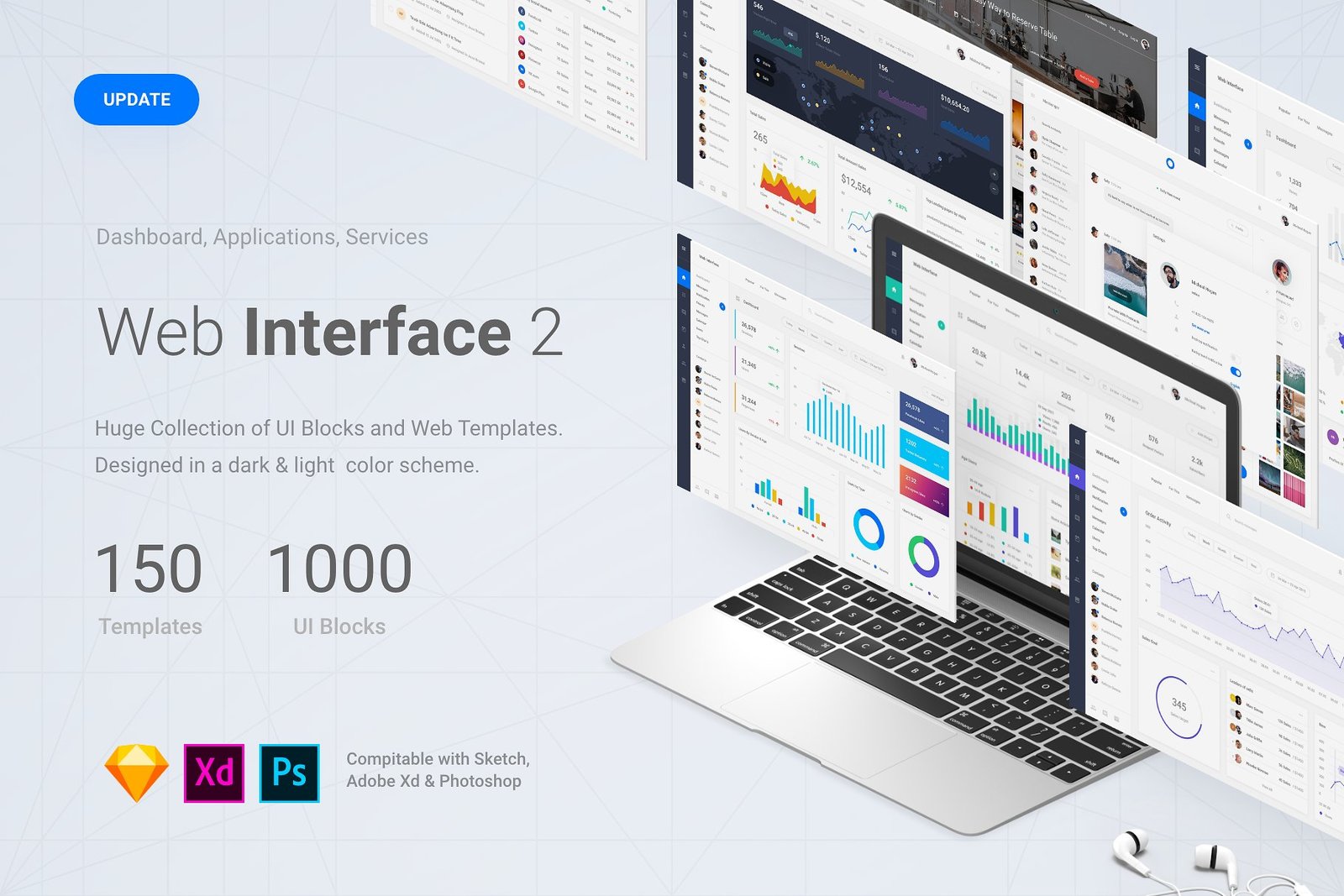 Web Interface 2 for Sketch, XD &amp; PSD UI Presentation Kit