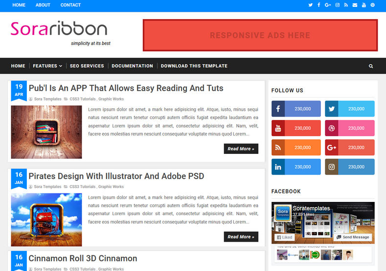 Sora Ribbon Blogger Template Blogger Templates Gallery