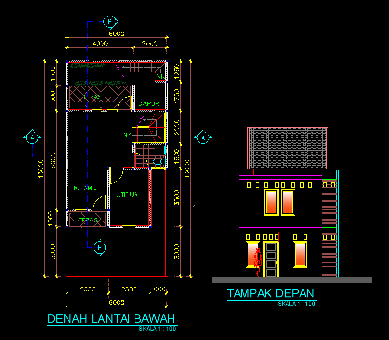 Denah Rumah 2 Lantai Dwg