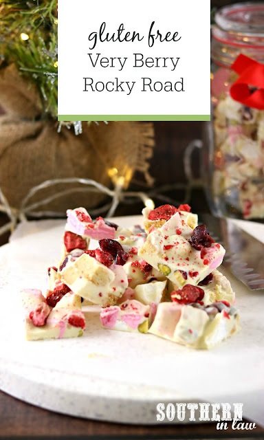 Gluten Free Very Berry Rocky Road Recipe - christmas recipes, homemade christmas gifts, treats, dessert