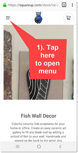 Ceramic Art Shop Mobile device Ceramic Art Shop navigation instructions step 1