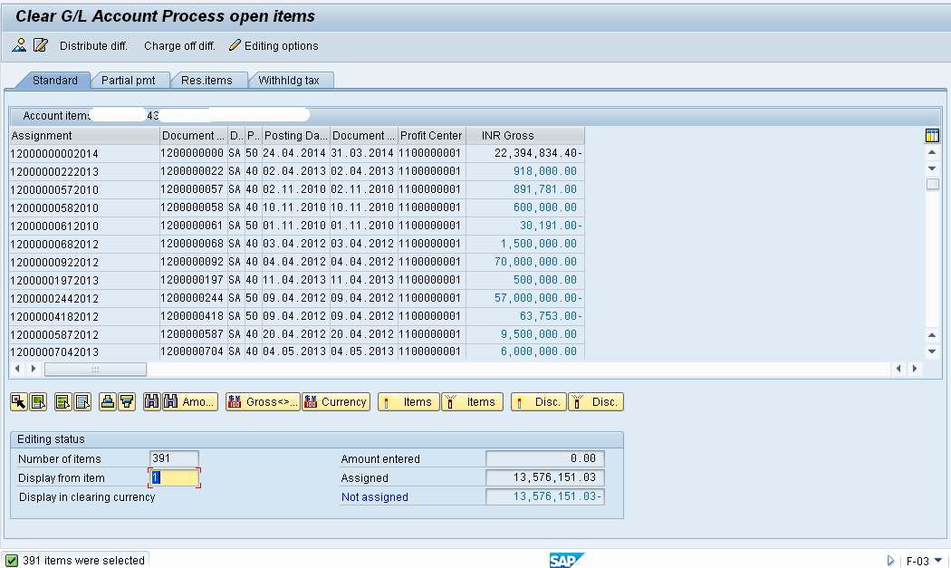 SAP FICO Real Time Issues Difference between F03 Balance & FBL3N Open