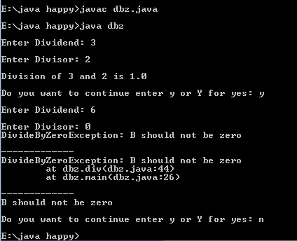 Write a program in Java to develop user defined exception for 'Divide ...