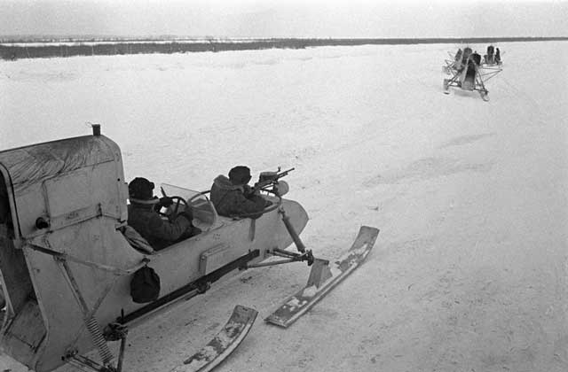 Soviet snowmobile in action, February 1942, worldwartwo.filminspector.com