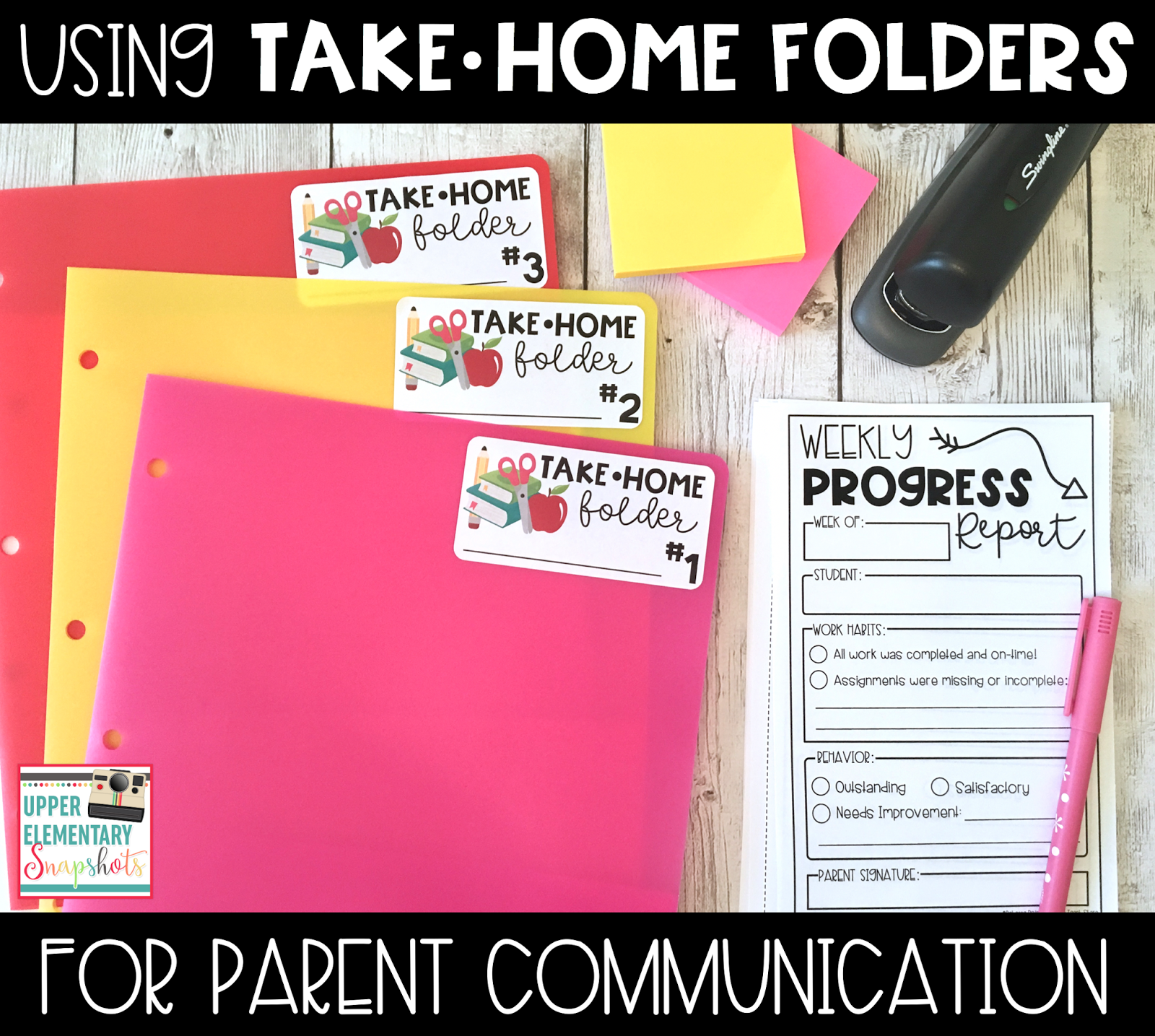 Upper Elementary Snapshots Using Take Home Folders for Parent