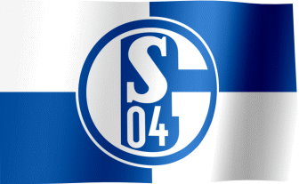 The waving flag of FC Schalke 04 with the logo (Animated GIF) (FC Schalke 04 Flagge)