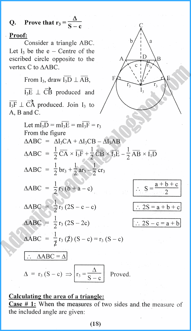 Properties Of Triangle Formulas