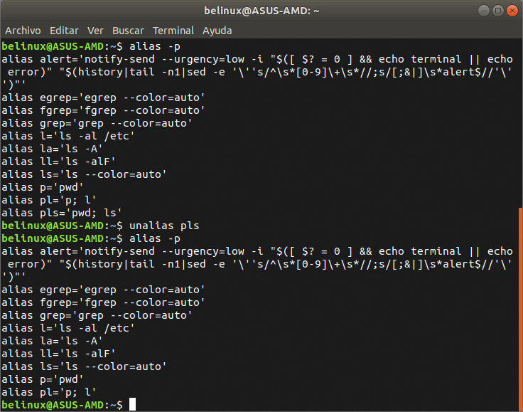 Ubuntu Linux Comando "ALIAS" en Linux