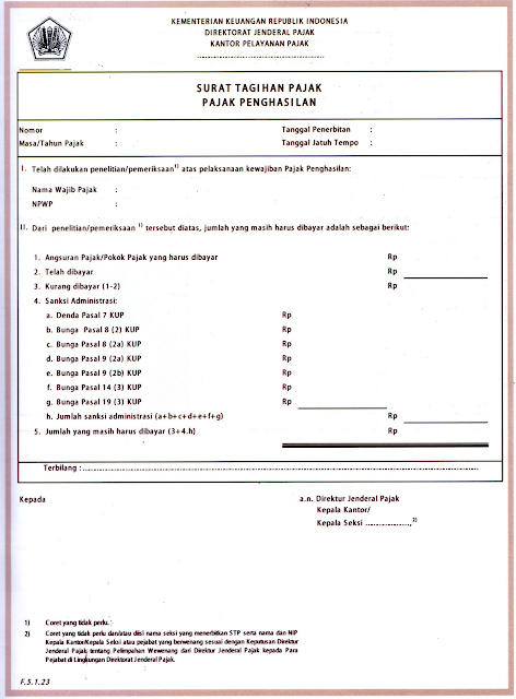 gambar contoh surat tagihan pajak