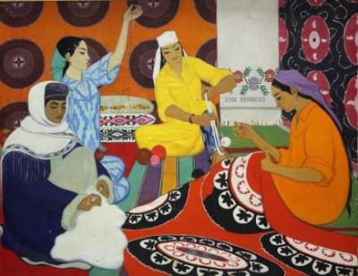 suzanis in art works, uzbekistan emborideries suzanis, art craft textile tours uzbekistan