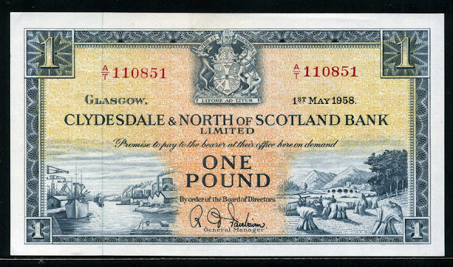 Scottish Pounds Clydesdale Scotland Bank Pound sterling note banknotes 