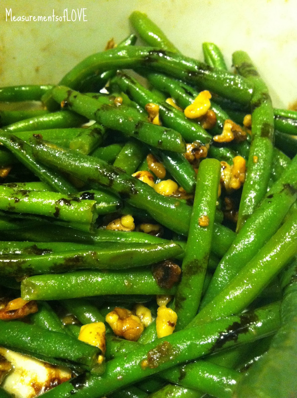 Measurements of Merriment Green Beans with Toasted Walnuts & Balsamic