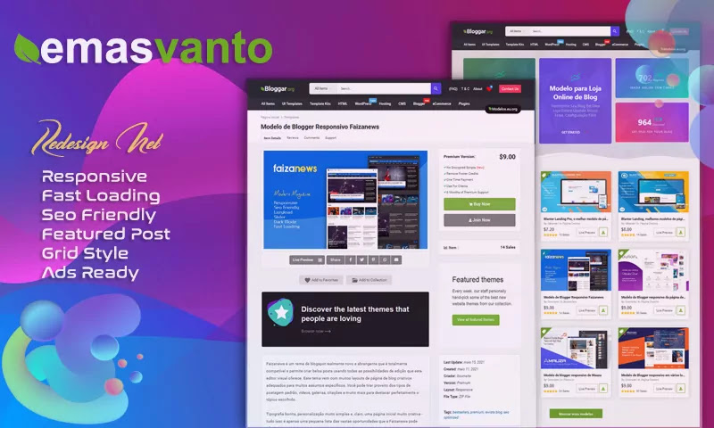 Emasvanto Premium Blogger Template Download For Free