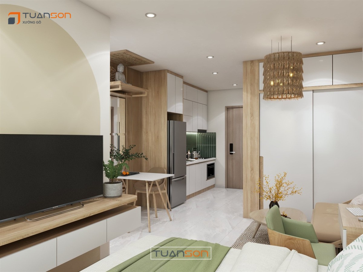 Thiết kế nội thất: Căn studio 28m2 Vinhomes Smart City Tây Mỗ