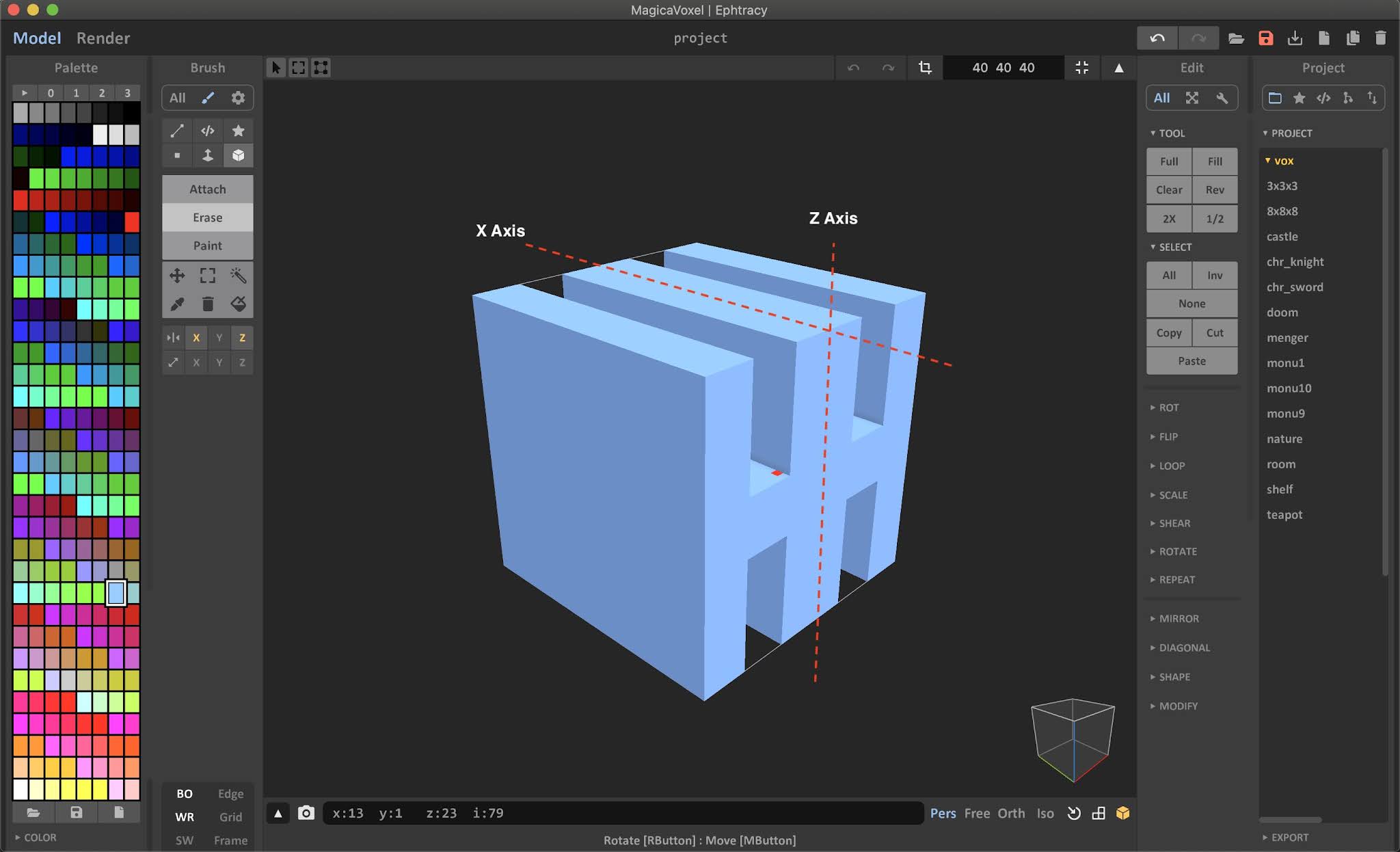How to Use the Mirror Tool in MagicaVoxel