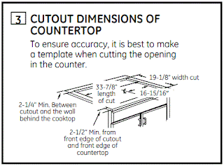 Cooktop cutout dimensions