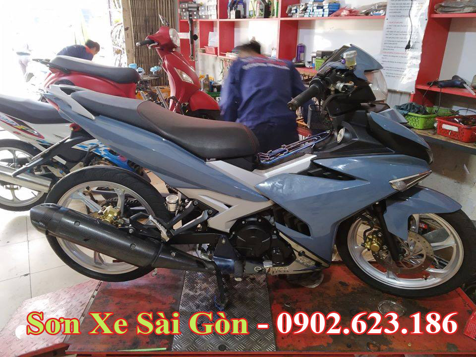 Sơn xe máy Exciter 150 màu xám xi măng cực đẹp - Sơn Xe Sài Gòn