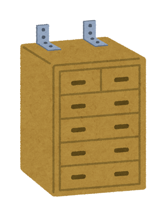 家具の転倒防止用品のイラスト「L字型の金具」