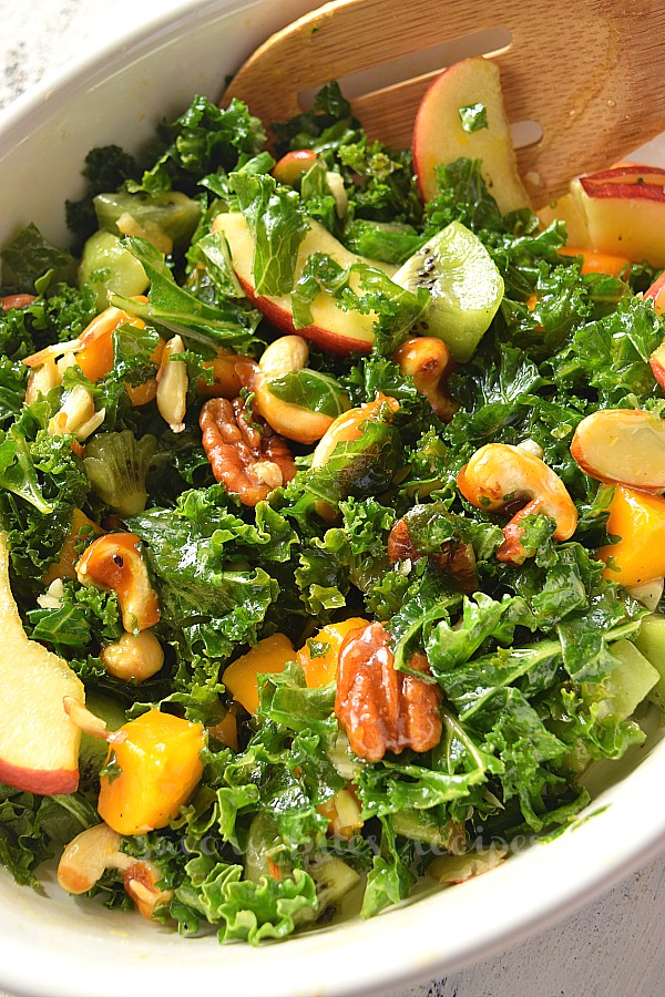 massaged best kale apple salad with lemon dressing