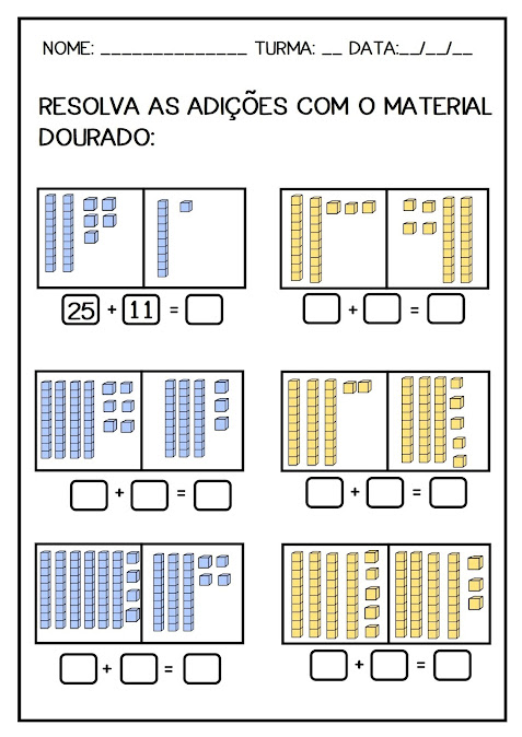 Atividades: Adição com material dourado