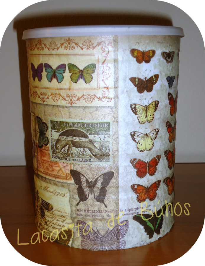 Bote de leche con decoupage - Hucha