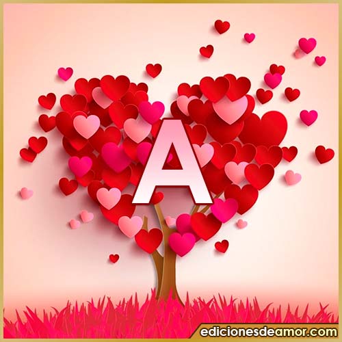 árbol de corazones con letra A