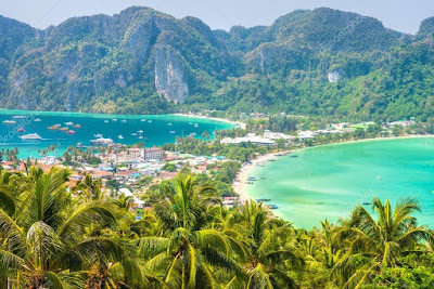 Vue aérienne du paysage de Koh phi Phi en Thailande