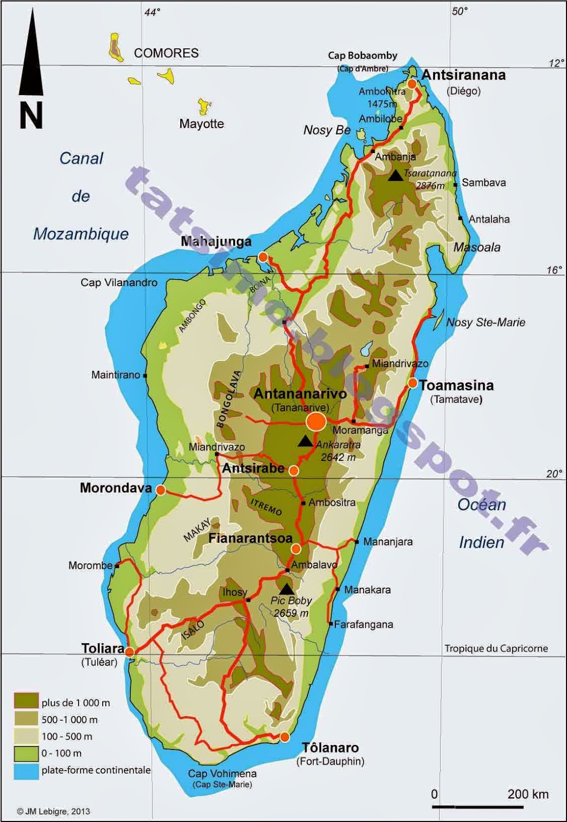 Tatsimo: Carte de Madagascar : le relief et les grands ...