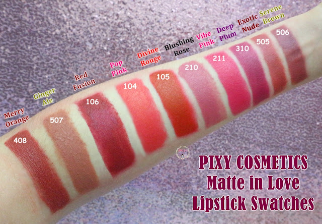 PIXY Matte in Love Lipstick Swatches #MeisUniqueBlog
