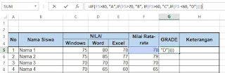 Rumus if untuk menghitung Grade