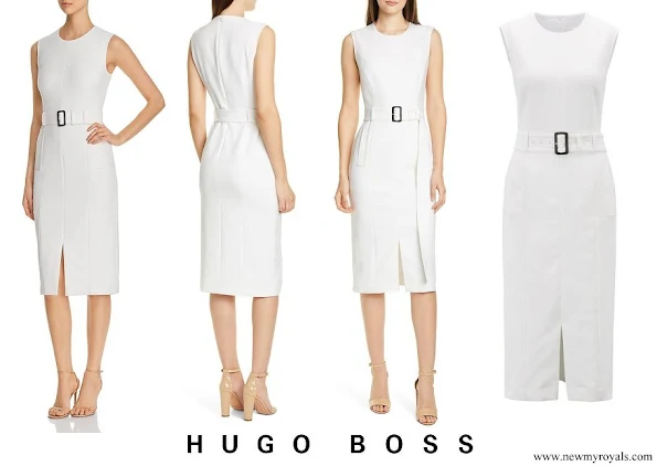 Queen Letizia wore Hugo Boss Dadoria Belted Sheath Dress