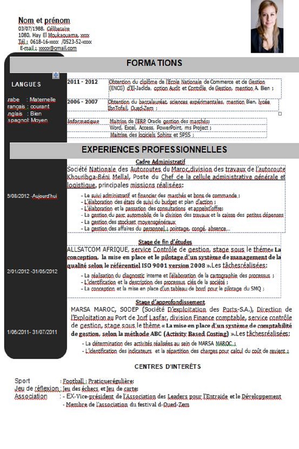 cv professionnel